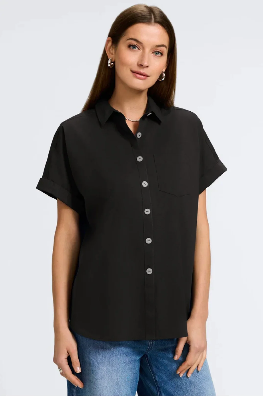 Abigail No Iron Stretch Short Sleeve Shirt - Two Colors - Image 2