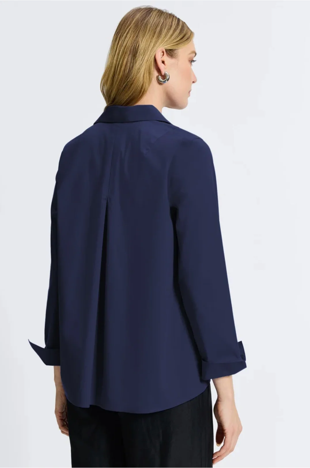 Agnes Stretch No Iron Popover Long Sleeve Shirt - Navy - Image 2