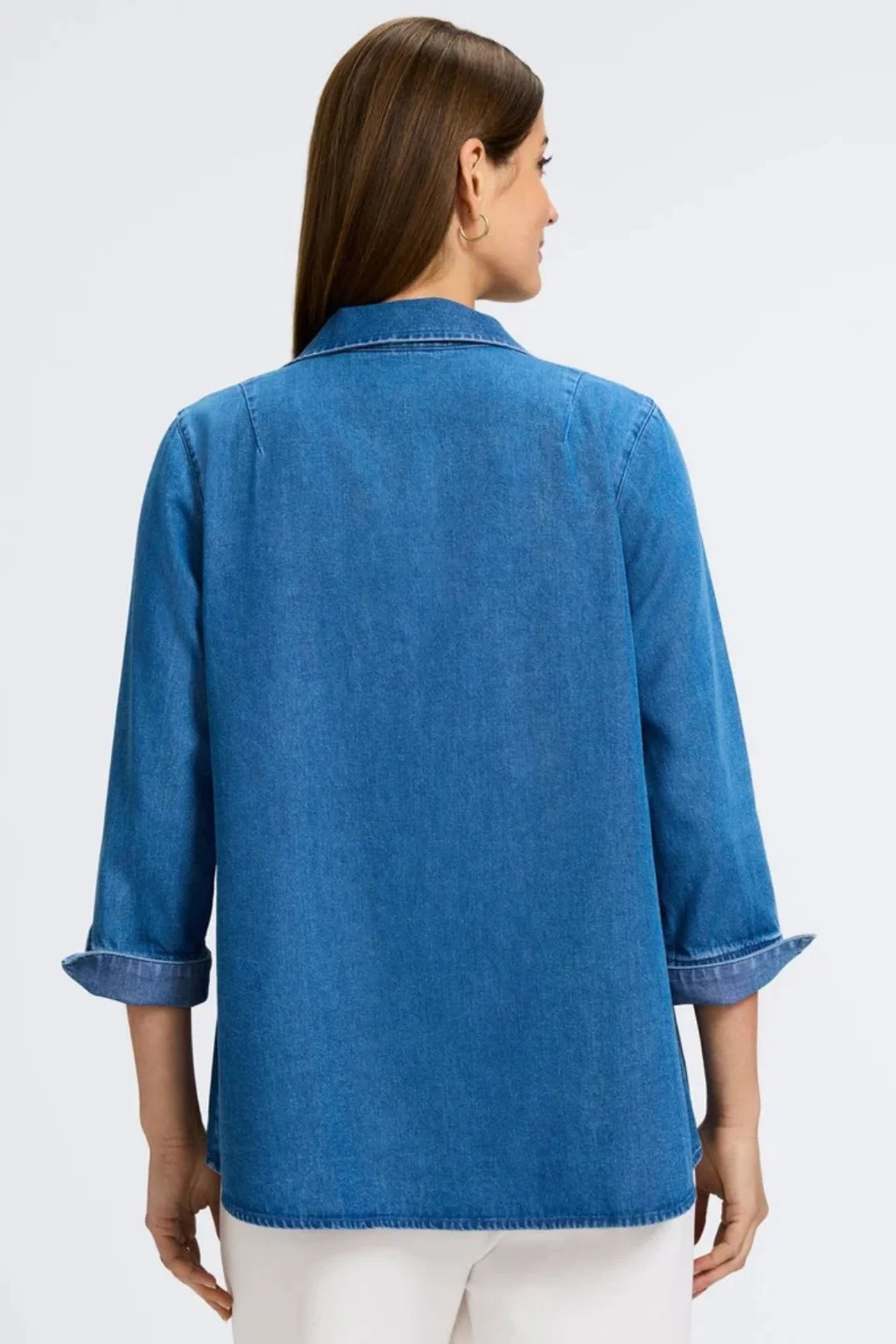 Agnes Tencel Denim 3/4 Sleeve Shirt - Medium Wash - Image 3