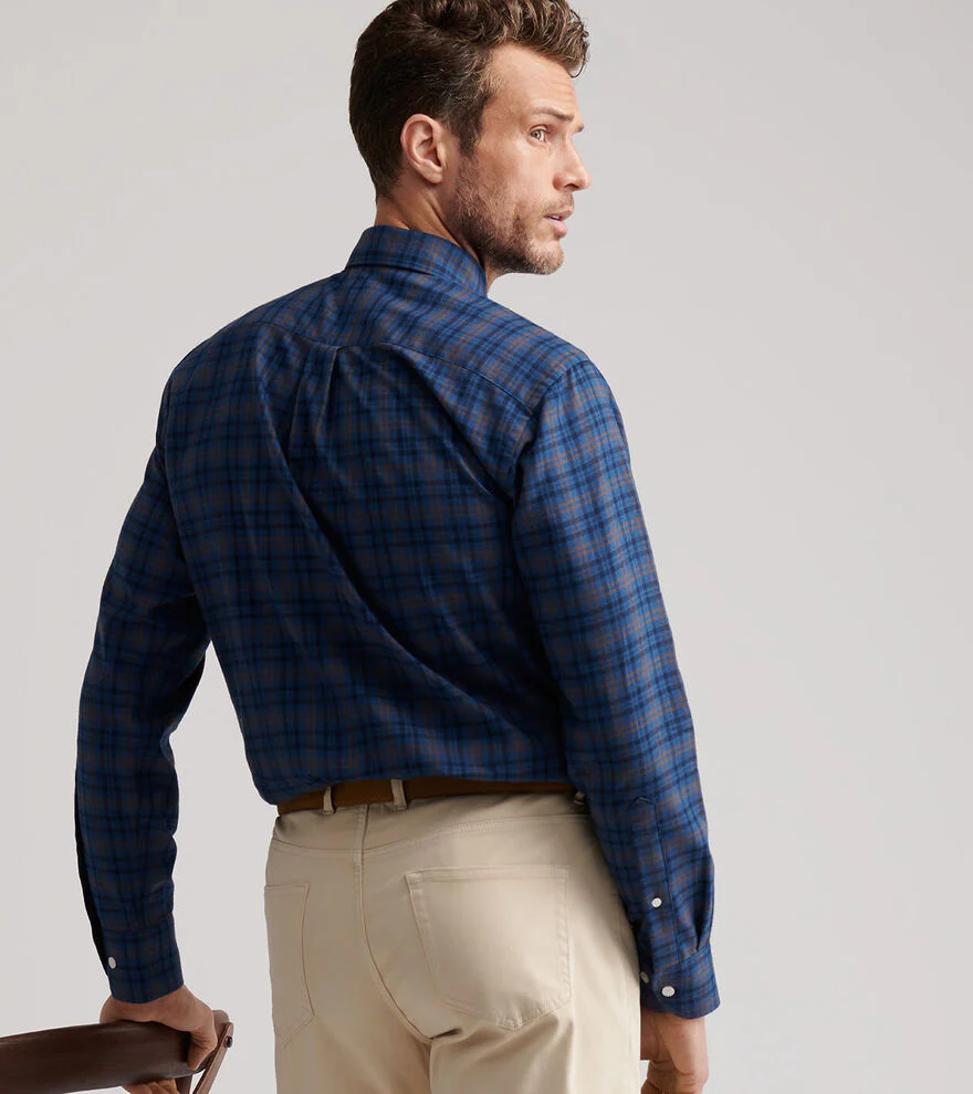 Bar Harbor Performance Flannel Sport Shirt by Peter Millar - Blue Haze - Image 4