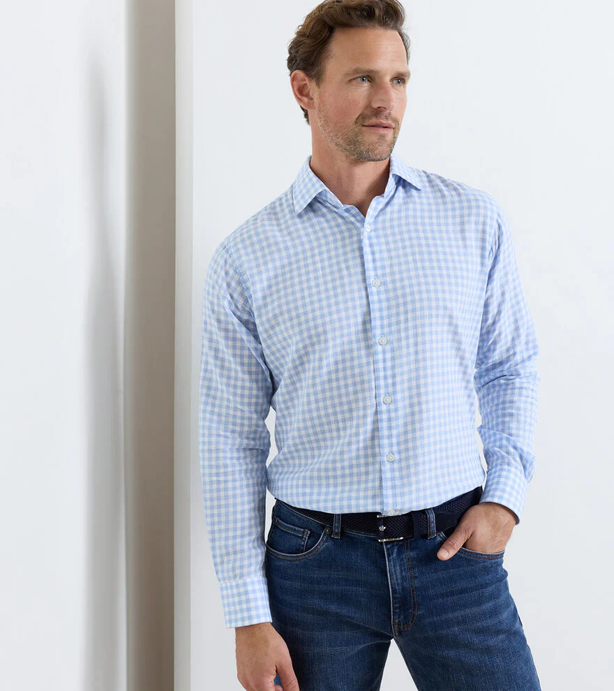 Breeze Cotton Lyocell Sport Shirt by Peter Millar - Blue Bird - Image 2