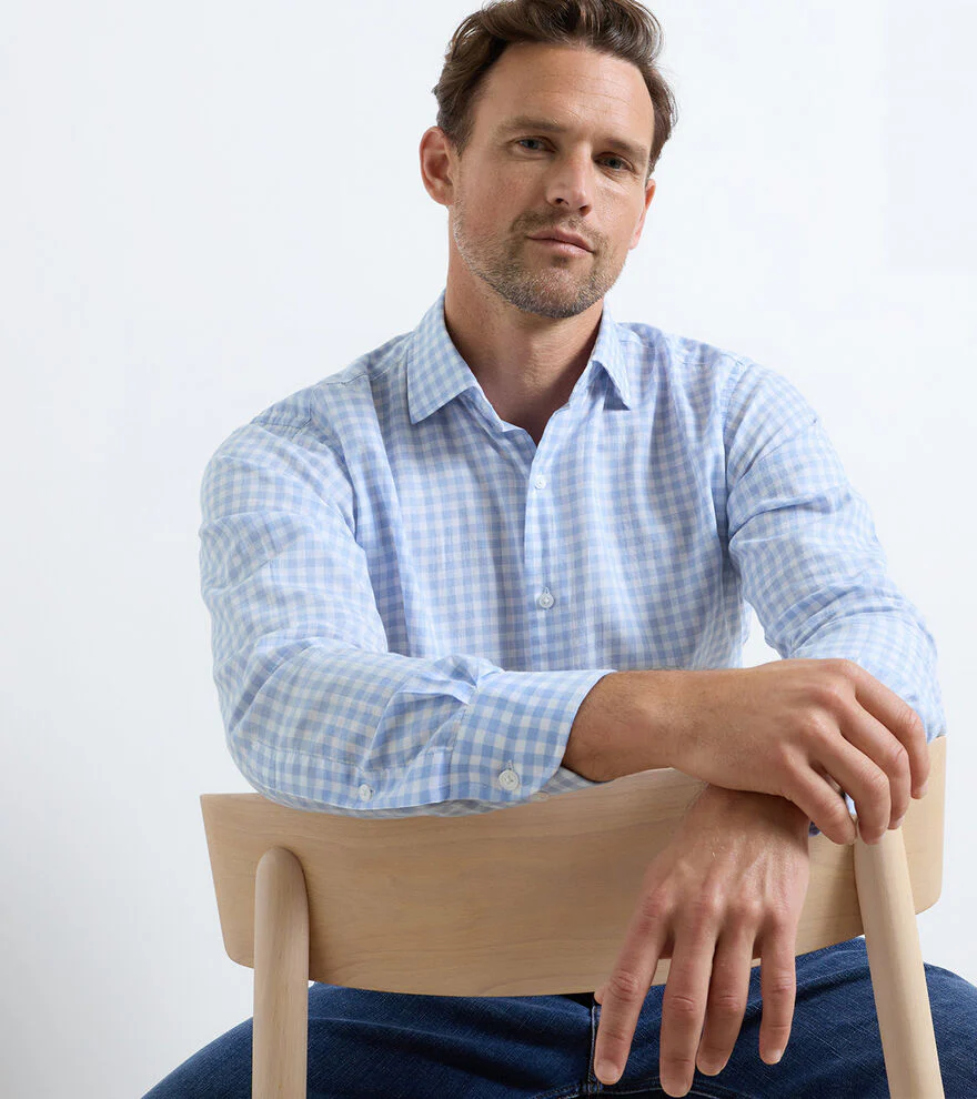 Breeze Cotton Lyocell Sport Shirt by Peter Millar - Blue Bird - Image 4