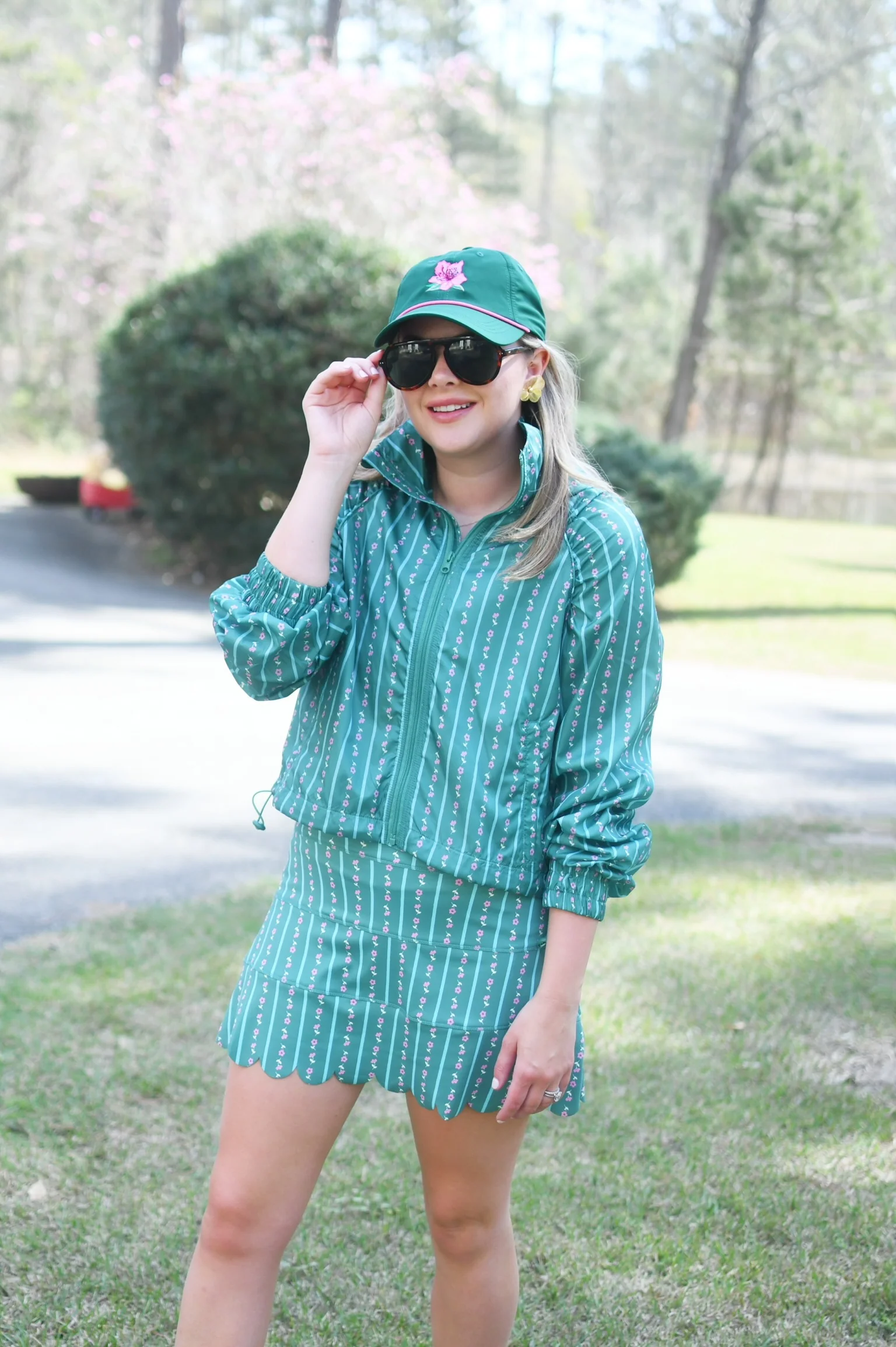 Floral Ditzy Stripe Scallop Kourt Skort - Green - Image 3