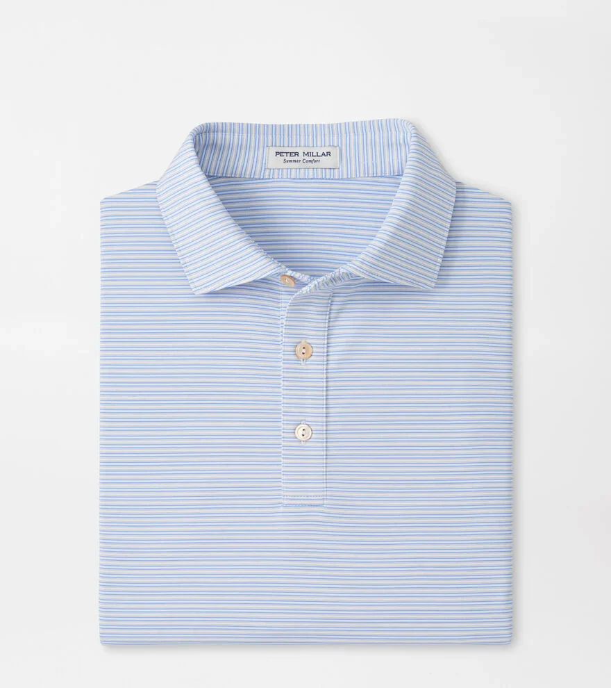 Harrington Performance Jersey Polo by Peter Millar - White w/ Blue Bird
