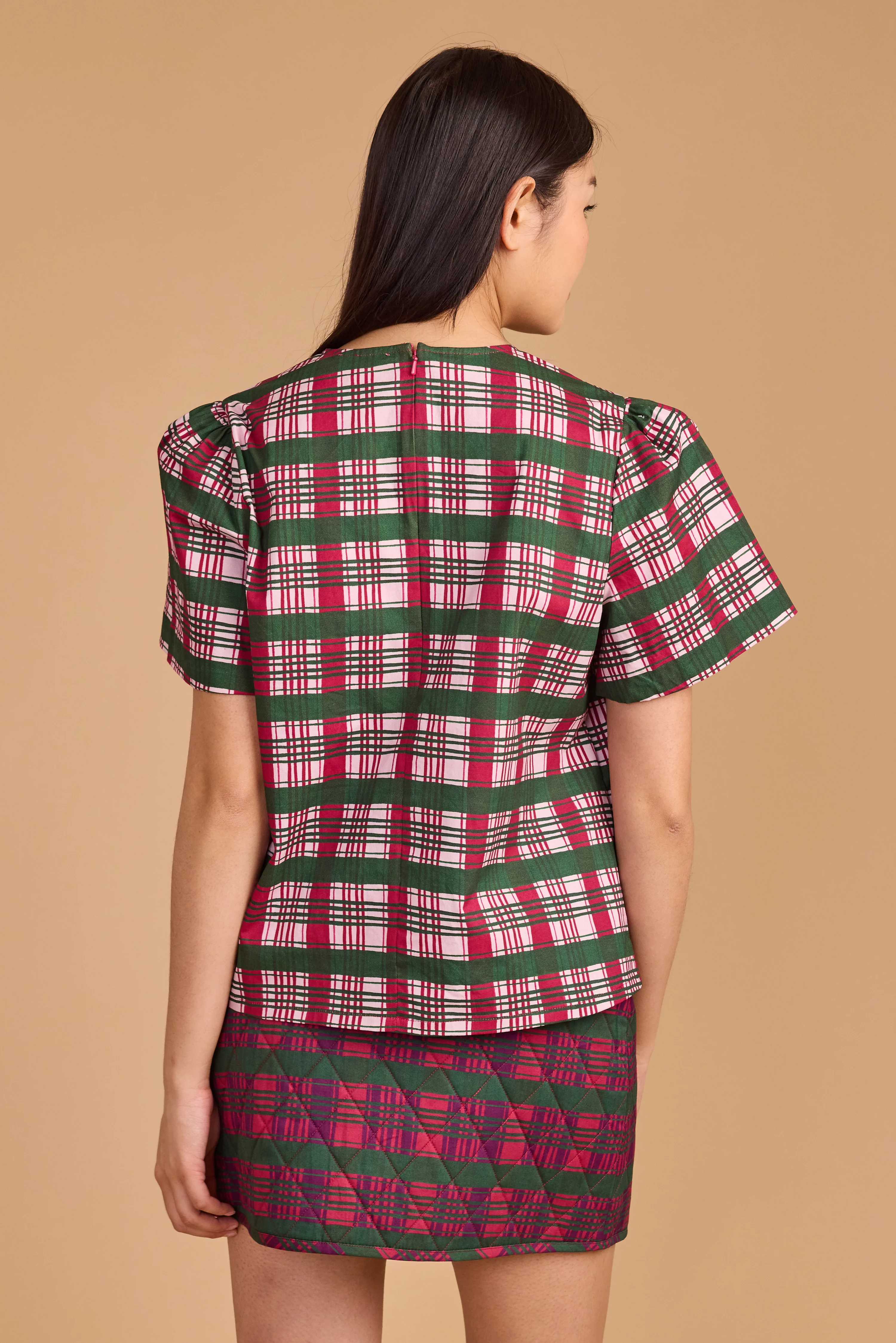 Jamie Top - Party Plaid Pale Rose - Image 3