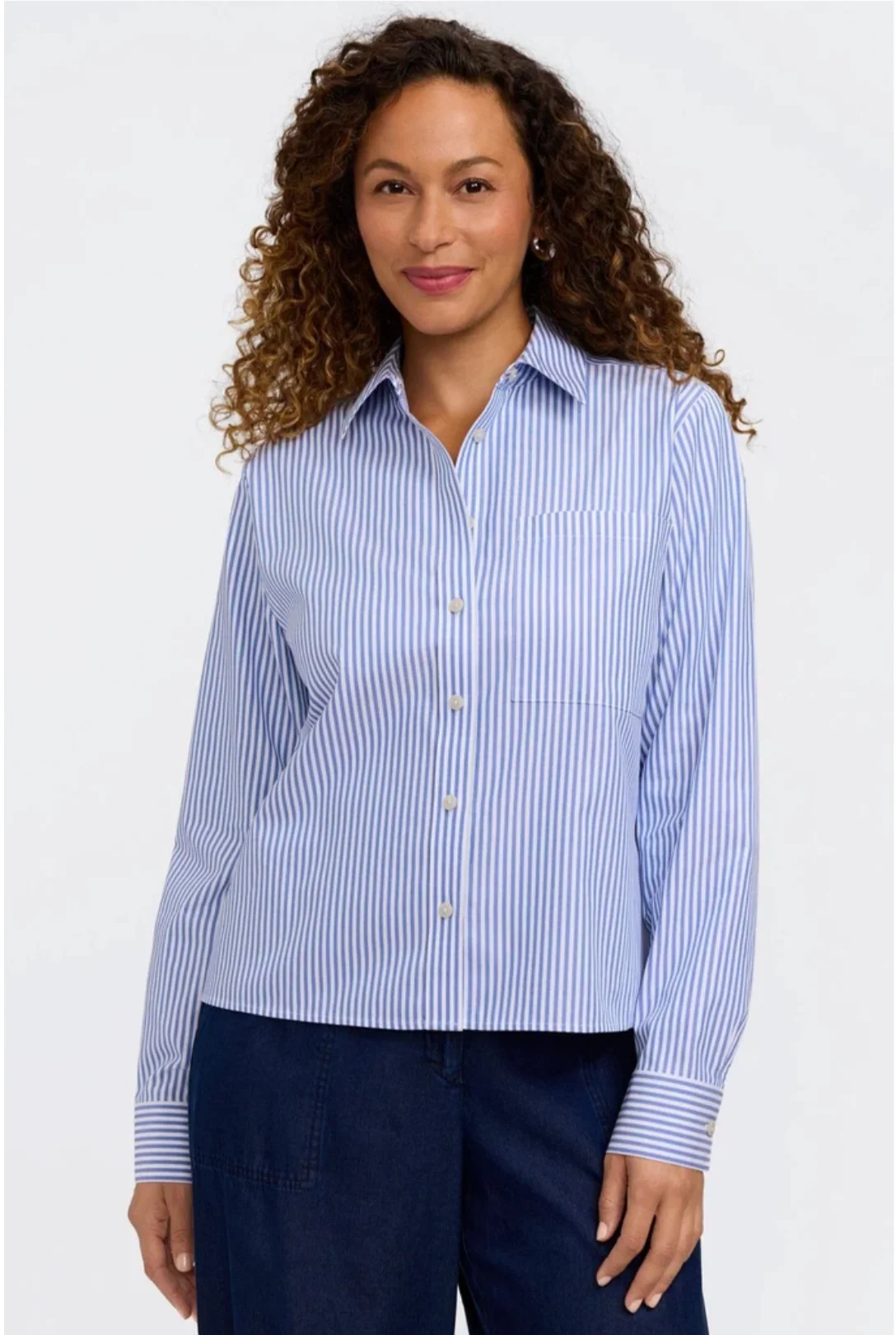 Jodie No Iron Pinpoint Stripe Long Sleeve Short Shirt - Three Colors - Image 2