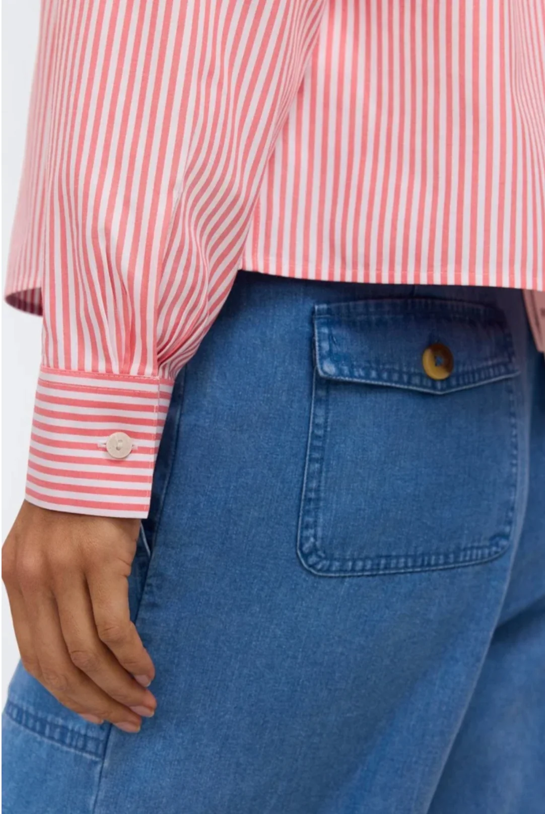 Jodie No Iron Pinpoint Stripe Long Sleeve Short Shirt - Three Colors - Image 7