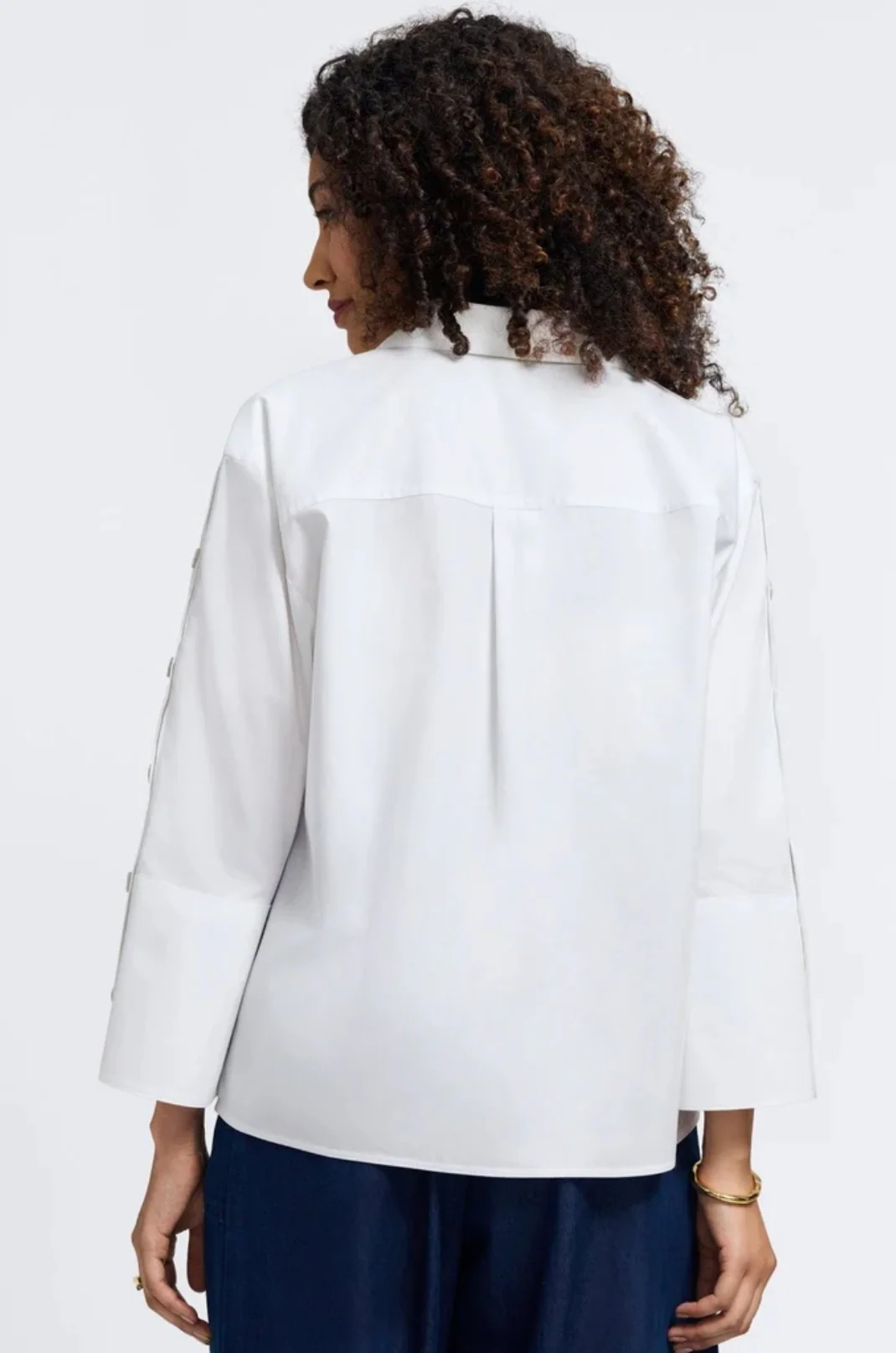 Lainey No Iron Pinpoint 3/4 Button Sleeve Shirt - White - Image 3