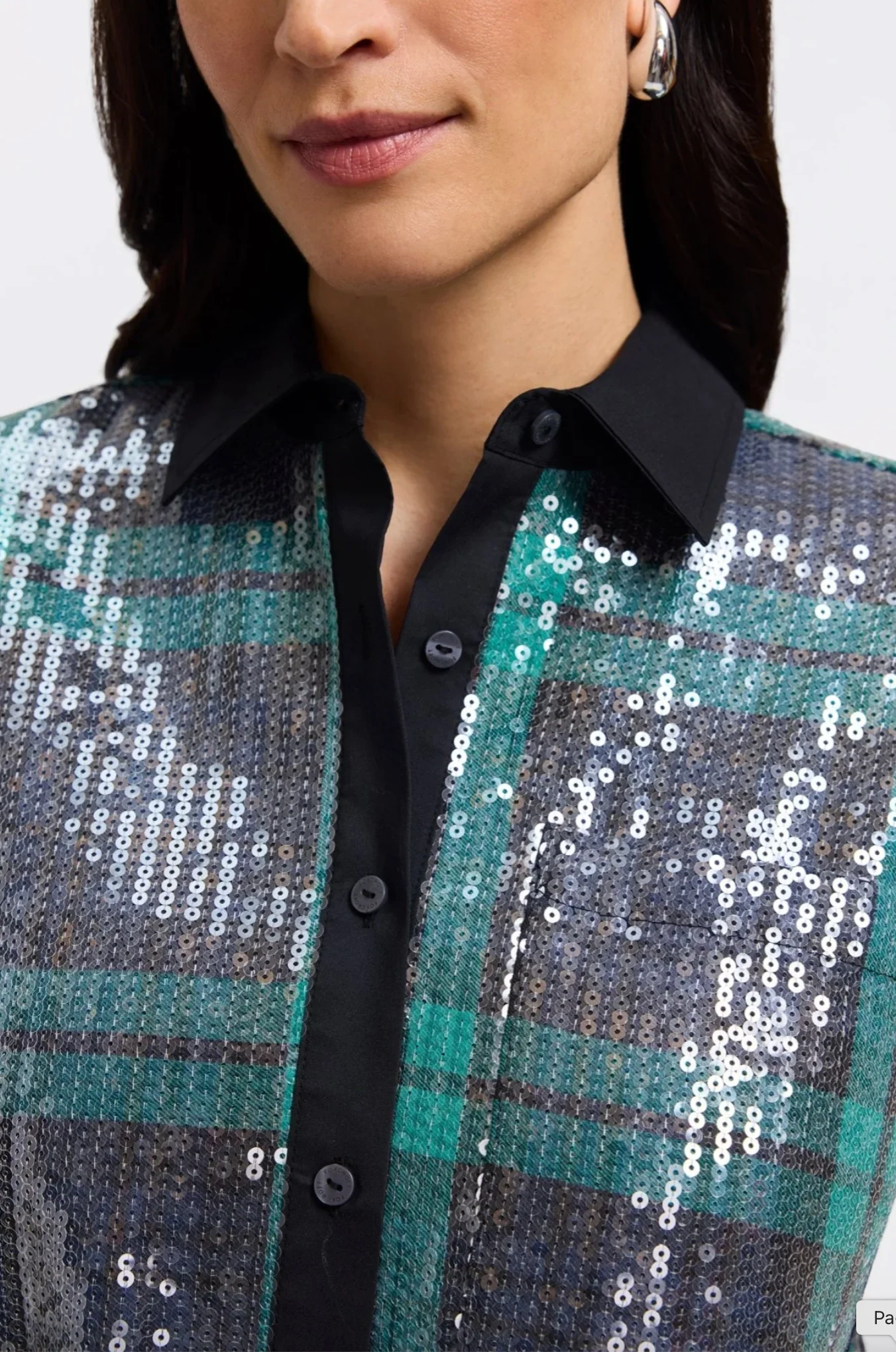 Marina Cavalry Twill Long Sleeve Shirt - Sequined Plaid - Image 2