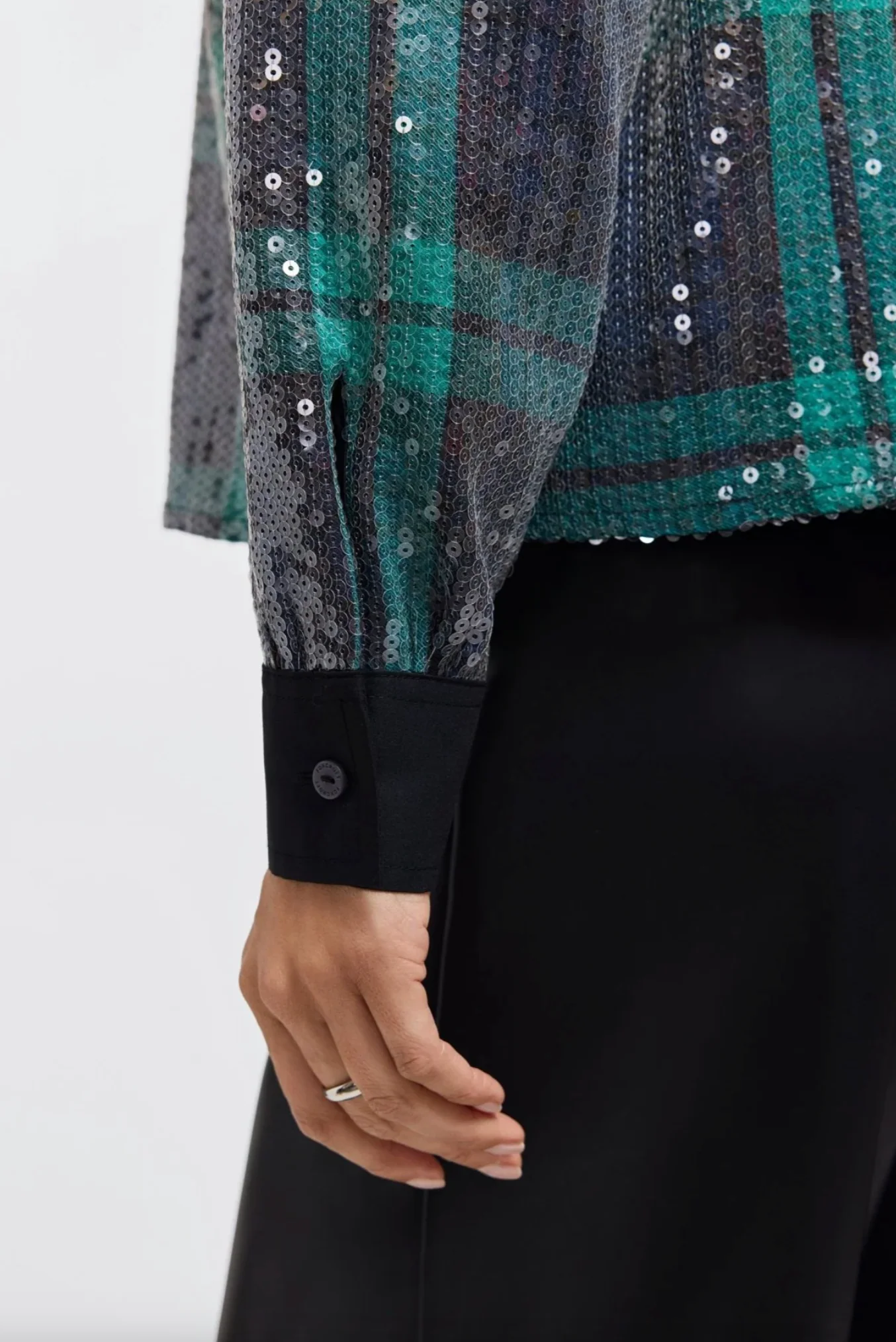 Marina Cavalry Twill Long Sleeve Shirt - Sequined Plaid - Image 3