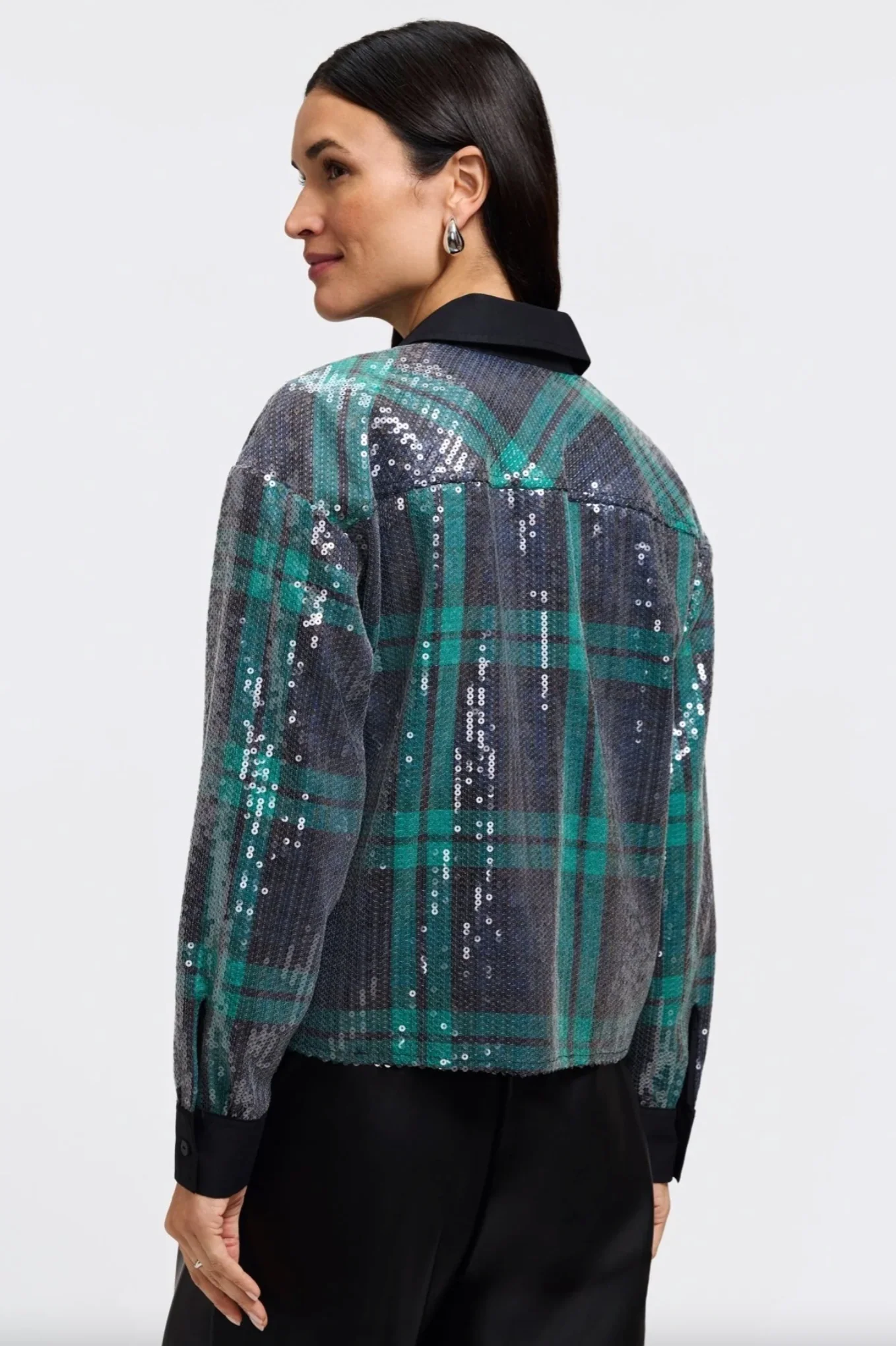 Marina Cavalry Twill Long Sleeve Shirt - Sequined Plaid - Image 4