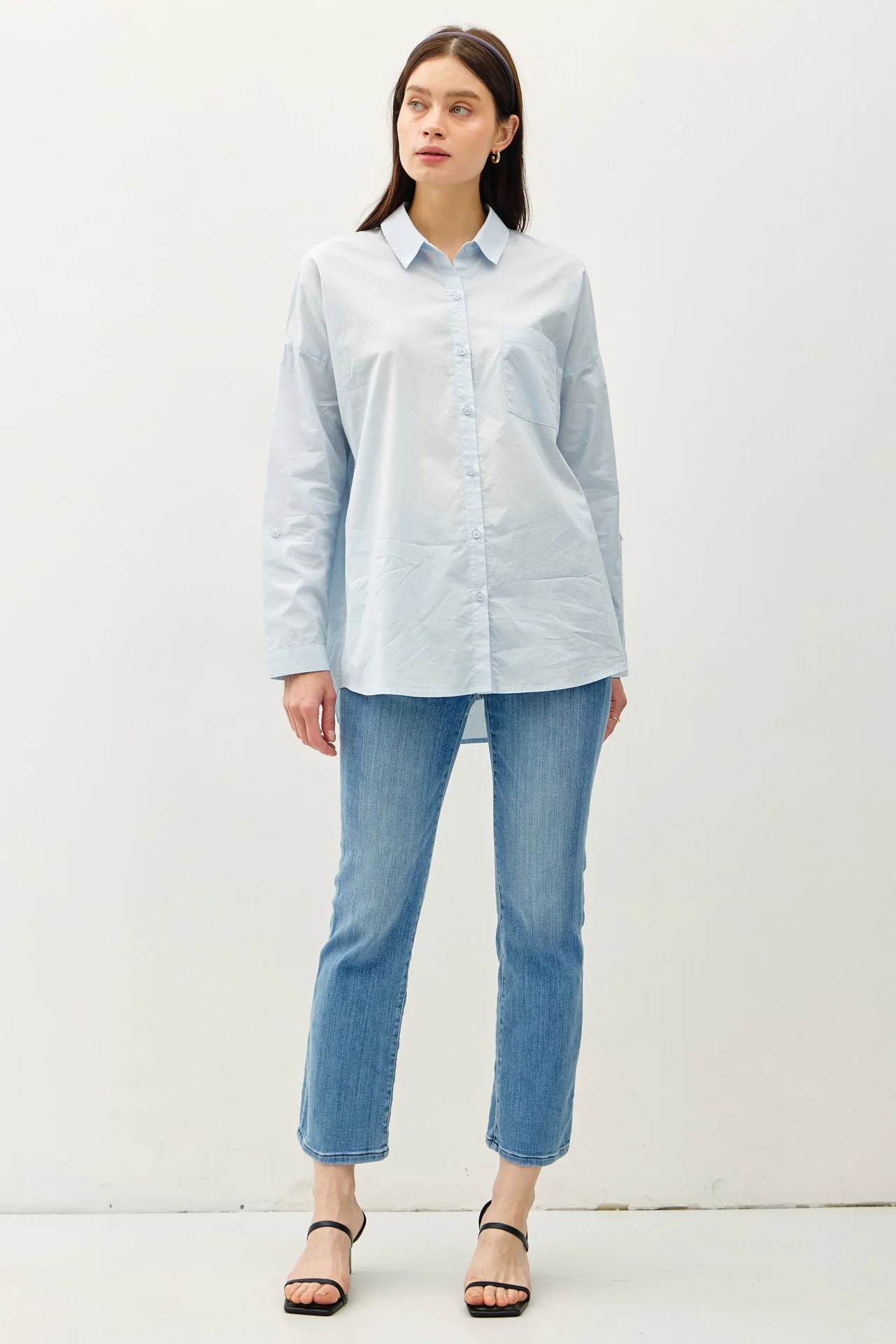 Oversized Basic Cotton Shirt - Chambray