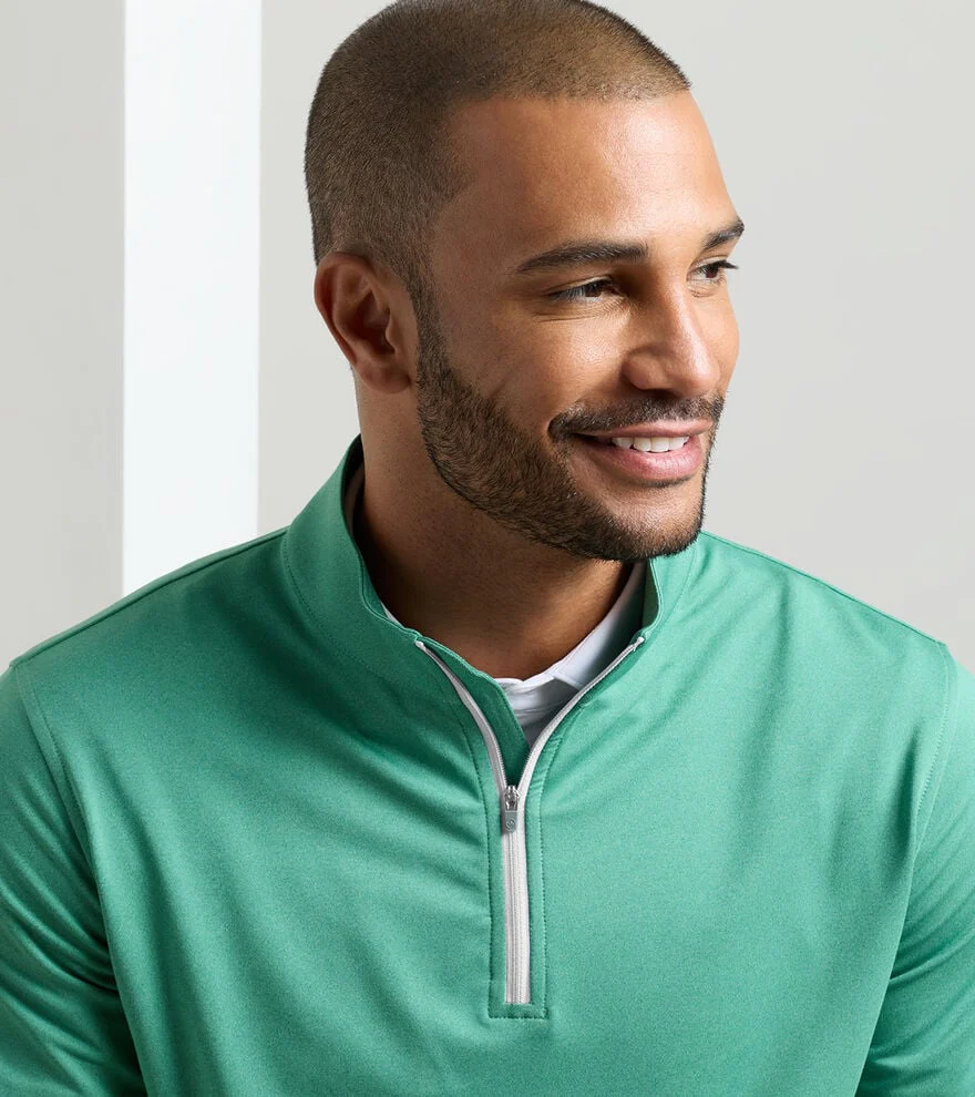 Perth Mélange Performance Quarter-Zip by Peter Millar - Snow Pea - Image 5