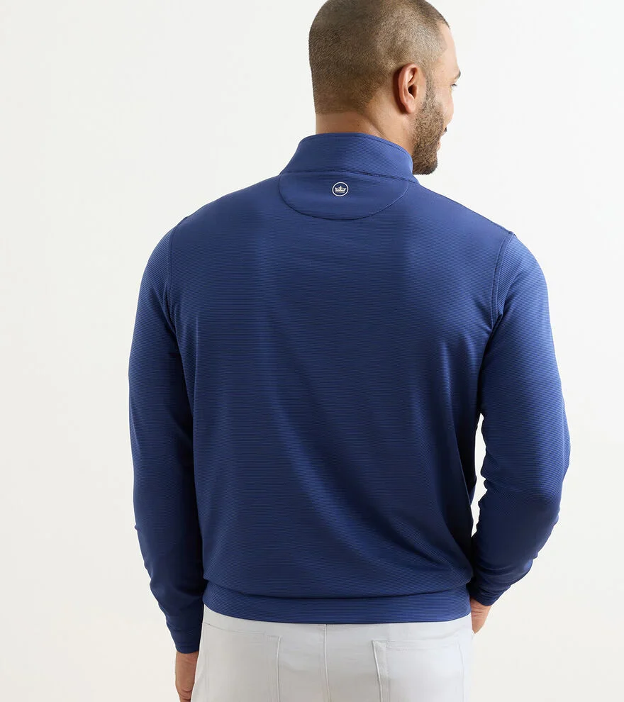 Perth Sugar Stripe Performance Quarter-Zip by Peter Millar - Navy - Image 3