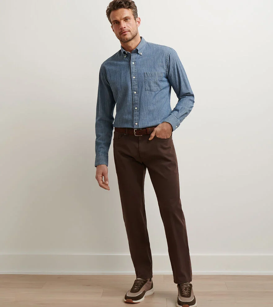 Signature Sateen Five-Pocket Pant by Peter Millar - French Press - Image 2