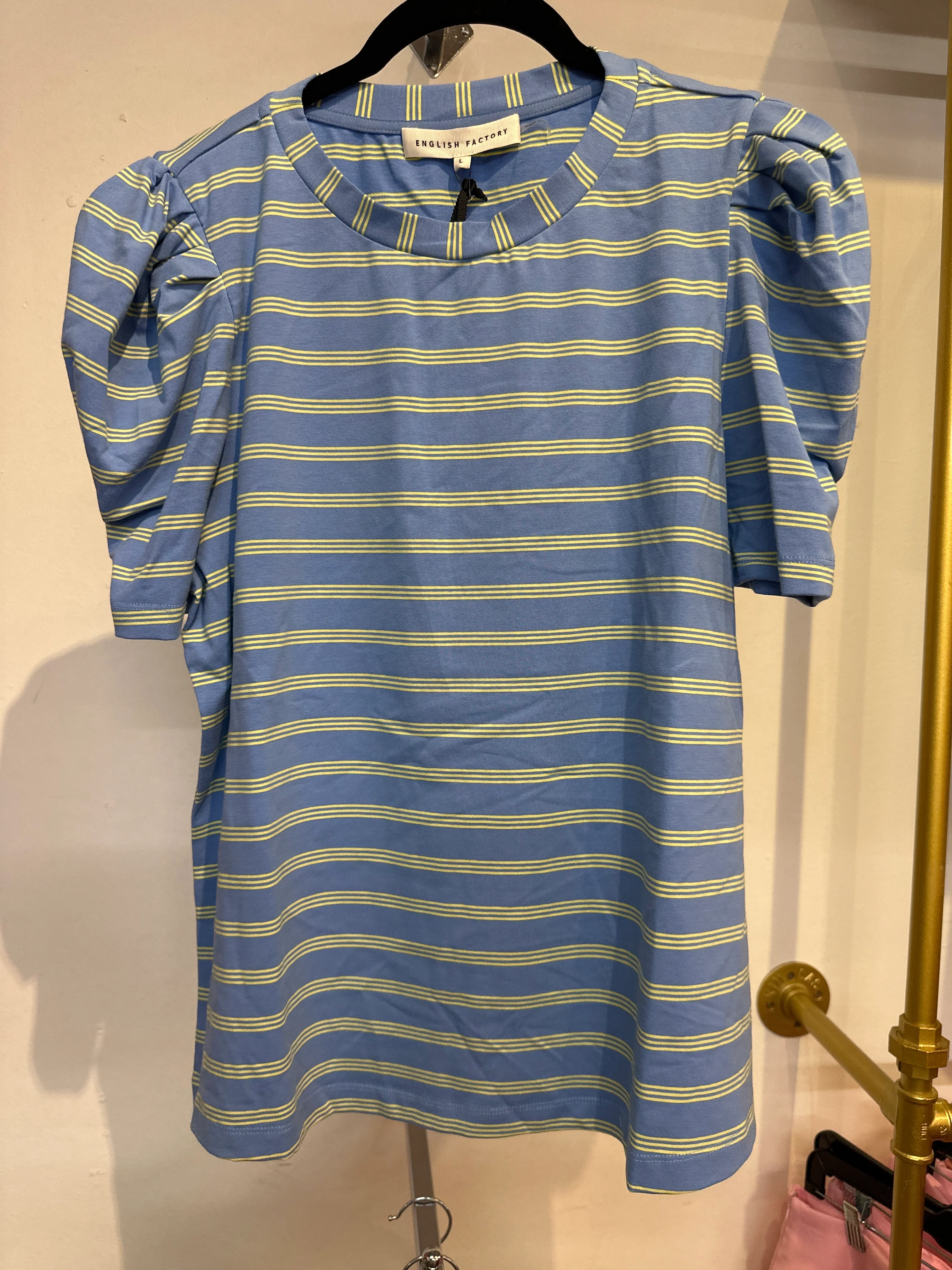 Stripe Women Knit Shirt - Blue/Lime