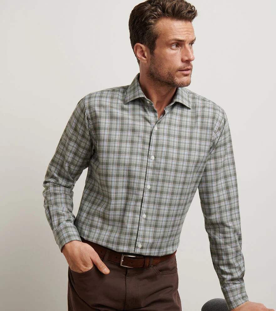Whitecap Performance Flannel Sport Shirt by Peter Millar - Basil - Image 5