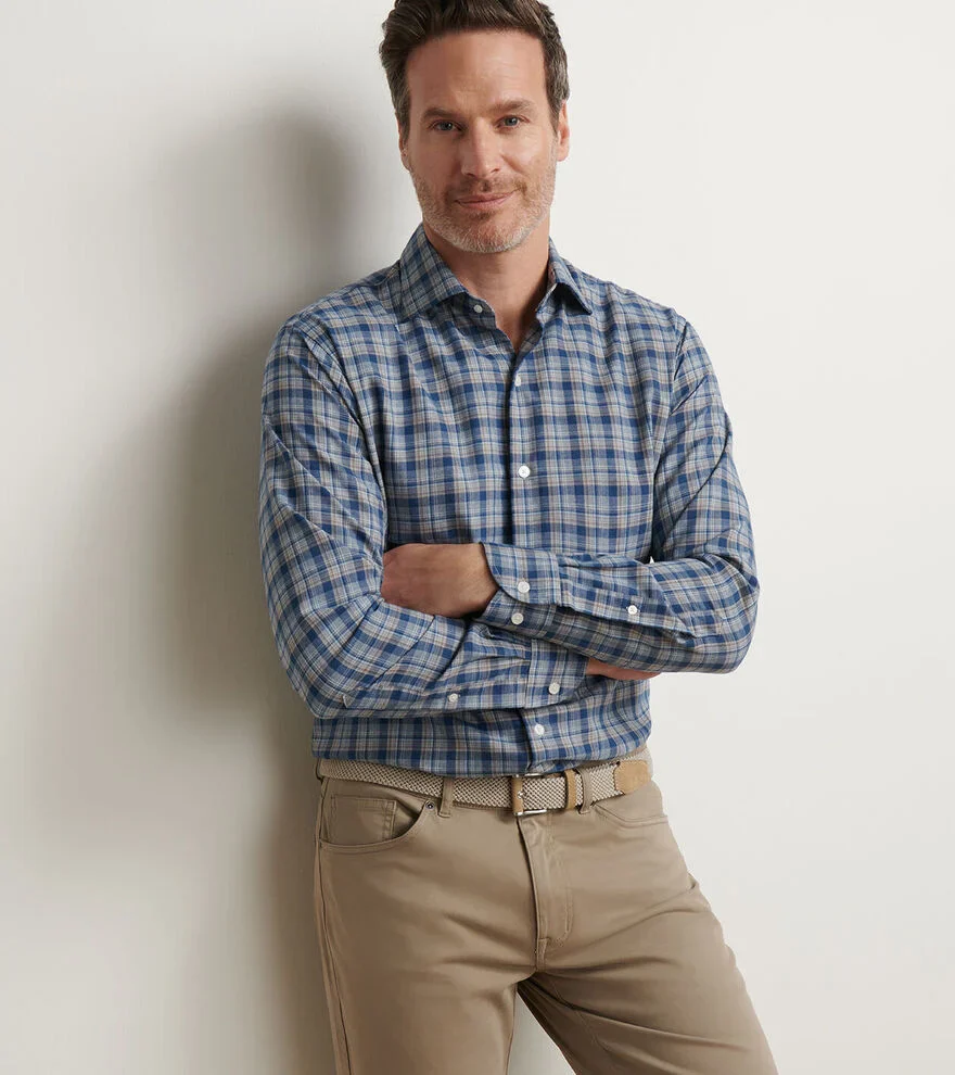 Whitecap Performance Flannel Sport Shirt by Peter Millar - Blue Haze - Image 2