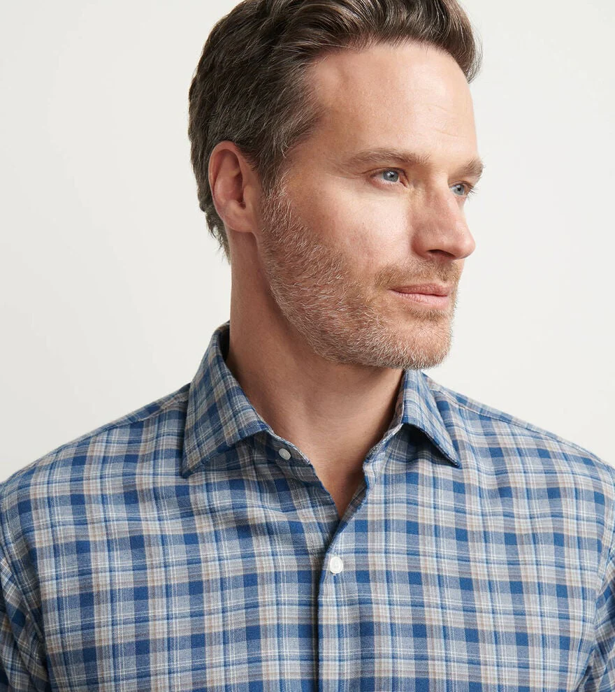 Whitecap Performance Flannel Sport Shirt by Peter Millar - Blue Haze - Image 5